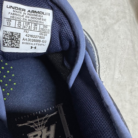 UNDER ARMOUR Cleats Mens Sz 13 HARPER 8 LOW ST METAL BASEBALL WHITE/NAVY BLUE - Picture 9 of 9